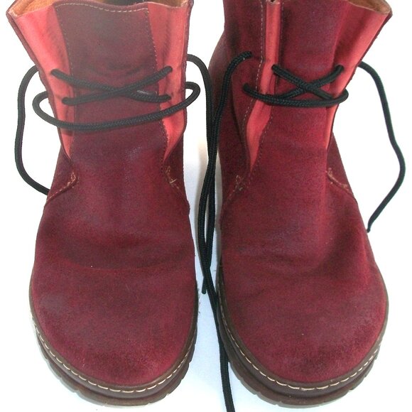 The ART Co. Spain Dark Red & Orange Lined Rough-Leather Heeled Boots 38M 8 $250 - Picture 1 of 12